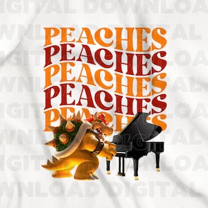Bowser Princess Peach Song SVG, PNG, Groovy-Schrift, Klavierspielen, Peaches Peaches Peaches, Super Mario Bros, Bowser, Mario Geschenk, DIY-Projekte