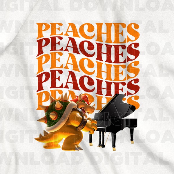 Bowser Princess Peach Song SVG, PNG, Groovy Font, Playing Piano, Peaches Peaches Peaches, Super Mario Bros, Bowser, Mario Gift, DIY Projects