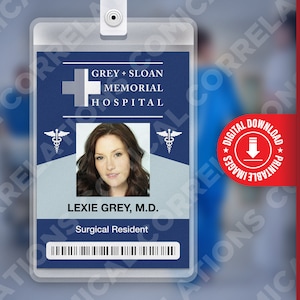 Grey's Anatomy LEXIE GREY, Grey + Sloan Memorial Hospital ID-badgekaart Naamplaatje cosplaykostuum