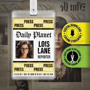 AFDRUKBARE pdf - The Daily Planet - Lois Lane - perskaart - ID-badgekaart naamplaatje halloween-cosplaykostuum - grootte 2,375 x 3,375 in