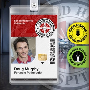 Scrubs TV-Serie Abzeichen, Dough Murphy, Sacred Heart Krankenhaus ID Abzeichen, Halloween Replica Prop Karte, Cosplay Kostüm Namensschild, digitaler Download