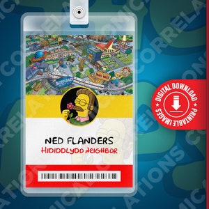 Die SIMPSONS - Ned Flanders of Springfield Ausweis Badge Cosplay Halloween Kostüm Namensschild Requisite