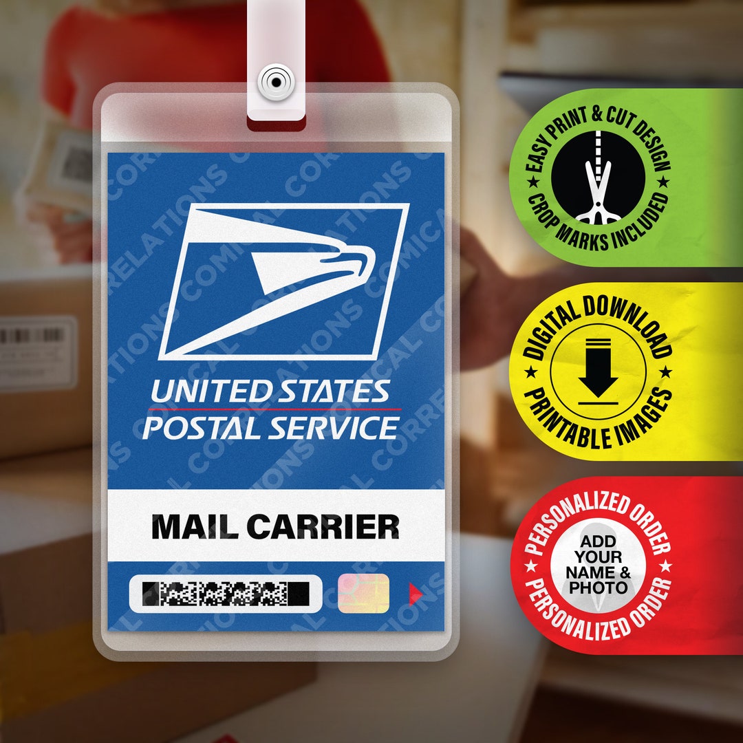 PRINTABLE PDF USPS Mail Carrier Employee Id Badge Etsy Australia