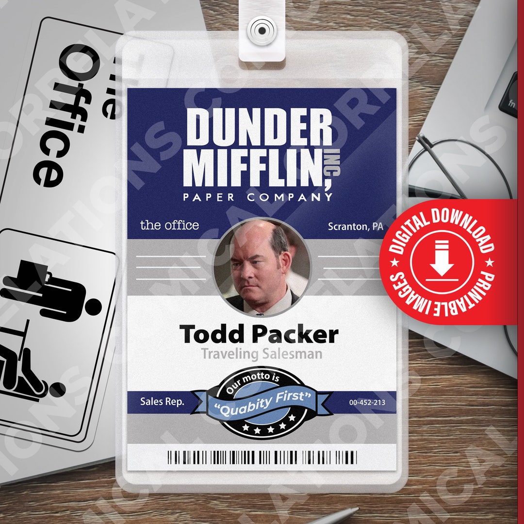 PRINTABLE the Office, Todd Packer, Dunder Mifflin ID Card Badge, Name