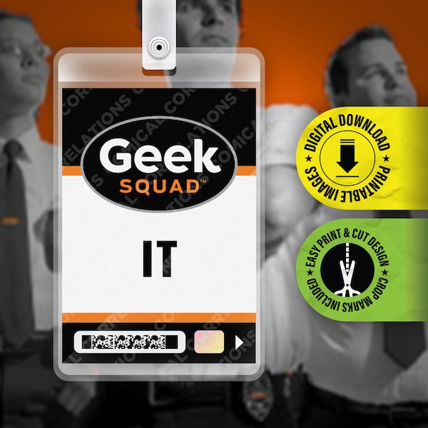 Printable PDF - Geek Squad - IT - ID Badge Card Halloween Cosplay Costume Name Tag Prop - Card size 2.375 in x 3.375 in