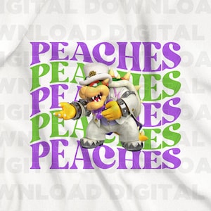 Bowser Princess Peach Song SVG, PNG, Groovy-Schrift, Klavierspielen, Peaches Peaches Peaches, Super Mario Bros, Bowser, Mario Geschenk, DIY-Projekte
