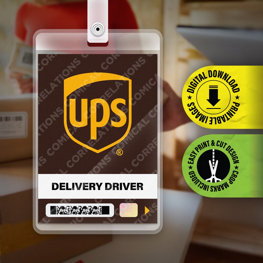 PRINTABLE PDF UPS Delivery Driver Employee Id Badge, Halloween Cosplay