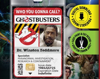 GHOSTBUSTERS Dr. Winston Zeddmore Movie ID Card, ID Badge Halloween Costume Replica Prop Card Cosplay, Name Tag, Print, Digital pdf Download