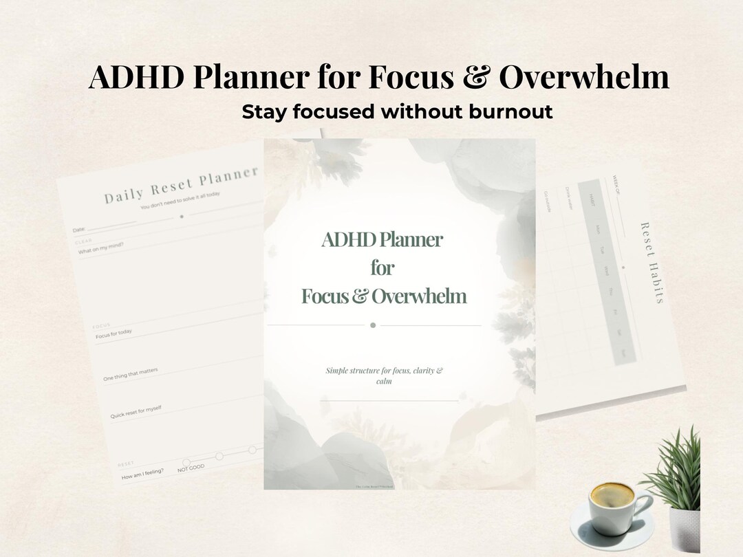 ADHD Planner Printable PDF | Simple Focus Planner | Daily Reset System ...