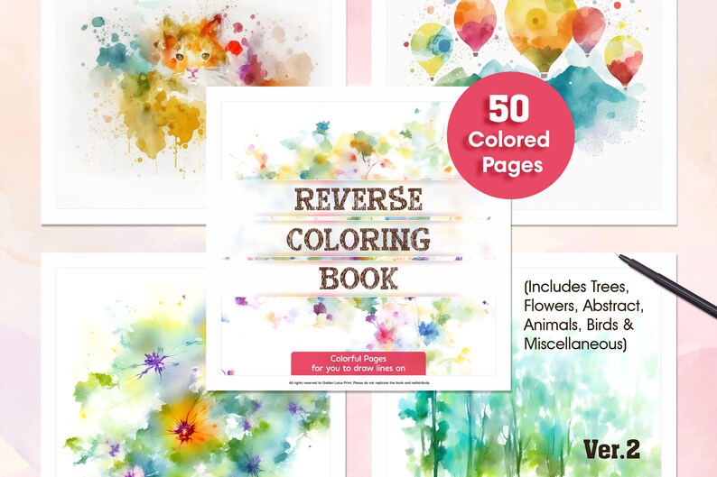 Reverse Coloring Book Printable Backwards Coloring Book - Etsy