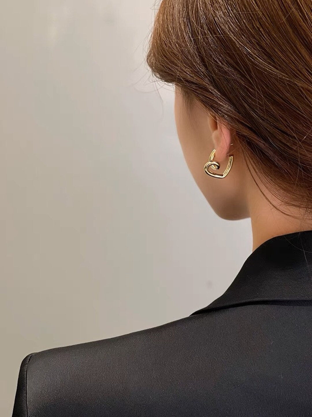 DEAR AMI ELLIE 18k Gold Plated Heart Shaped Gold Earrings, Minimalist