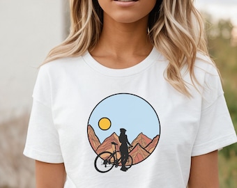 Women's Mountain Biking shirt, Ladies Mountain Biking T-Shirt, Womens MTB tshirt, Mountain Biking Gift for Her, Mountain Biking T-shirt