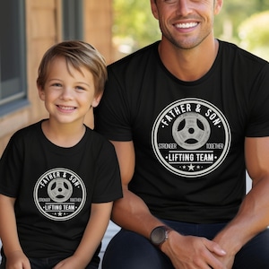 Father Son Lifting Team Shirt, Dad and Me Shirt, Matching Father & Son Fitness Shirt, Fit Dad Tshirt, Weightlifting T-Shirt, Gift to Fit Dad