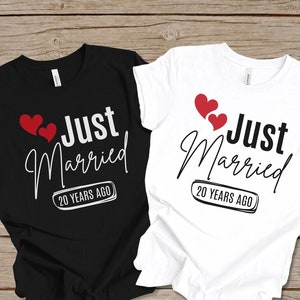 Just Married 20 years Ago Shirt, 20th Wedding Anniversary Matching T-Shirts, 20th Wedding Anniversary Gift for Couples, 20th Wedding Gift