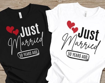 Camiseta "Recém-casados há 50 anos", Camisetas combinando para o 50º aniversário de casamento, Presente de 50º aniversário de casamento para casais, Presente de 50º casamento