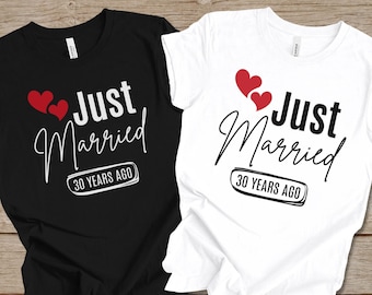 Camiseta "Recién casados hace 30 años", camisetas a juego para el 30.º aniversario de bodas, regalo para parejas por el 30.º aniversario de bodas, regalo para el 30.º aniversario de bodas