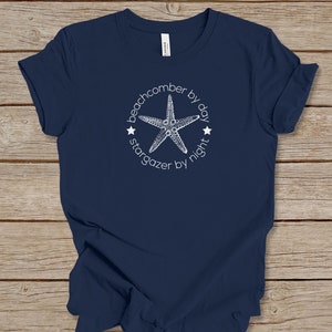 Beach Lover T-shirt, Starfish Lover Gift, Beachcomber T-shirt, Shell Collector Shirt, Summer Shirt, Beach Vacation Shirt, Stargazing Gift