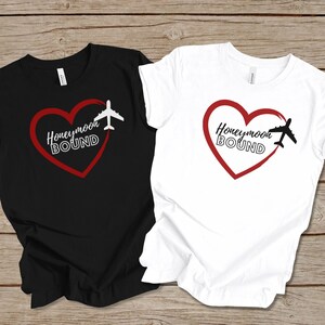 Camisa de lua de mel, camisetas de lua de mel combinando para casais, presente para casal recém-casado, camisetas de férias de lua de mel, camisas de lua de mel