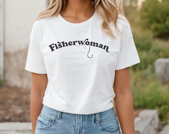 Fisherwoman Shirt, Ladies Fishing Shirt, Women's Fishing T-Shirt, Fishing Tshirt For Mom, Fishing Lover Gift, Fishing Gift for Her