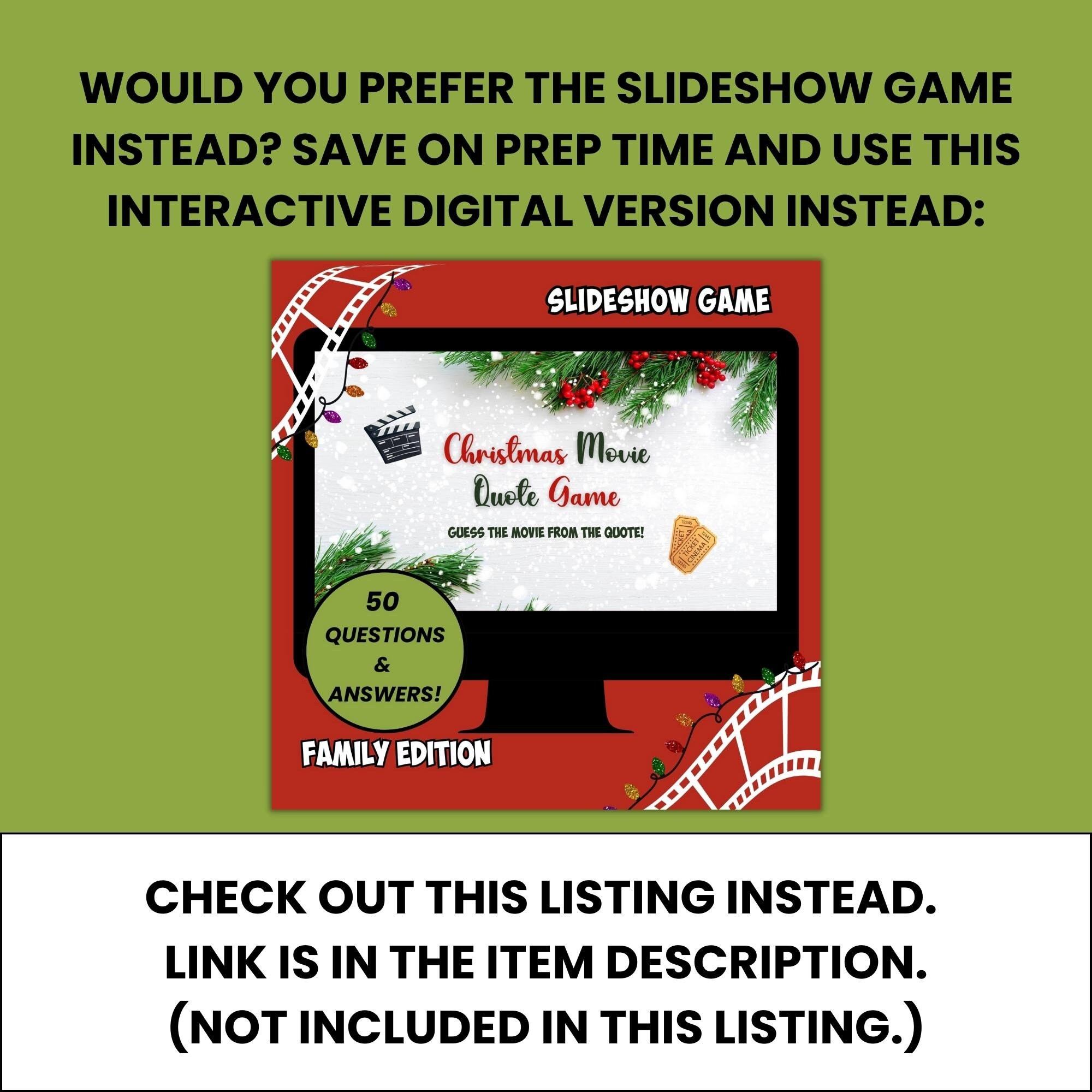 Christmas Movie Quote Trivia Game Printable Family Game Christmas Party