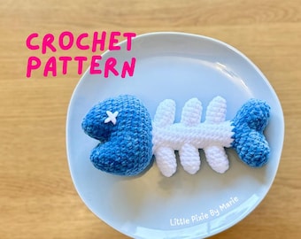 Fish Bone Low Sew Amigurumi Crochet Pattern Plushie - Instant PDF Download