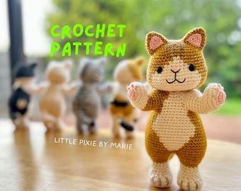 Nutmeg the Cat "PAWS UP" - Amigurumi Cat Crochet Pattern Cat - Instant Download Digital PDF