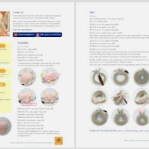 May include: A crochet pattern for making a bunny-shaped ring. The pattern includes instructions for making the ring, ears, and nose. The pattern is written in English and includes photos of the finished product.