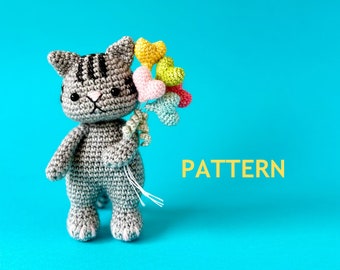 Motif chat au crochet - Little Odie « I LOVE U » - Téléchargement immédiat