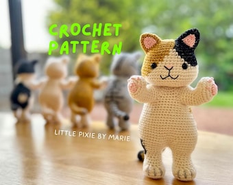 三毛猫のかぎ針編みパターン：ゴマあみぐるみ子猫（デジタル