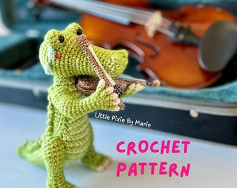 Alfie the Violin-Playing Alligator Amigurumi Crochet Pattern - Cute Musical Reptile Toy - Amigurumi Animal PDF - Intermediate Pattern
