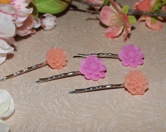 Hair clips / hairpins (4 pcs.) "Water lily idyll"