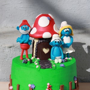 Décoration de gâteau fondant Les Schtroumpfs