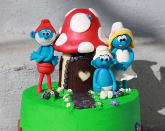 Topper per torta in fondente dei Puffi