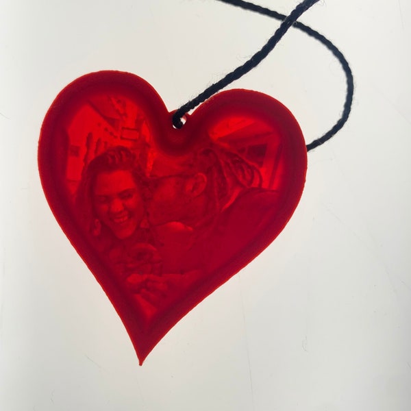 Personalized 3D Printed Heart Lithophane - Custom Image - Unique Gift for Anniversaries and Valentine's Day - Red