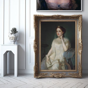 Antique Portrait Woman In White Toga | Vintage Print | Digital Download Print |  Greek Rome Art | 1869 | Greek Muse Print | Vintage Wall Art
