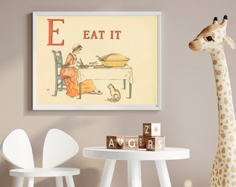 ABC Nursery Digital Print | Alphabet Print | Nursery Room | Vintage Art | Antique Print | Kid Room | Baby Decor | Baby Shower | Illustration