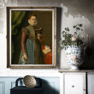 Antikes Portrait Frau lesend | Vintage Druck | Digitaler Download Druck | Künstler Federico Barocci | Italienisches Renaissance Portrait | 1600s