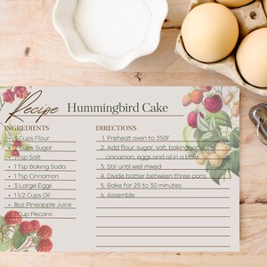 Bearbeitbare Rezeptkartenvorlage | Obst Rezept Karte | Beeren | Digitaldruck | Canva Template | PDF Printable | 6x4 Rezeptkarte | Cottage