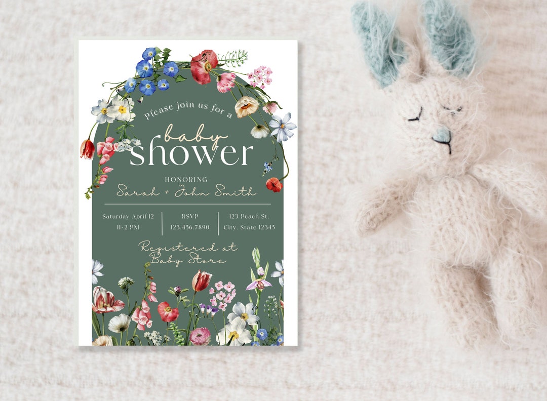Editable Baby Shower Invitation Template | Floral Flower | Digital ...