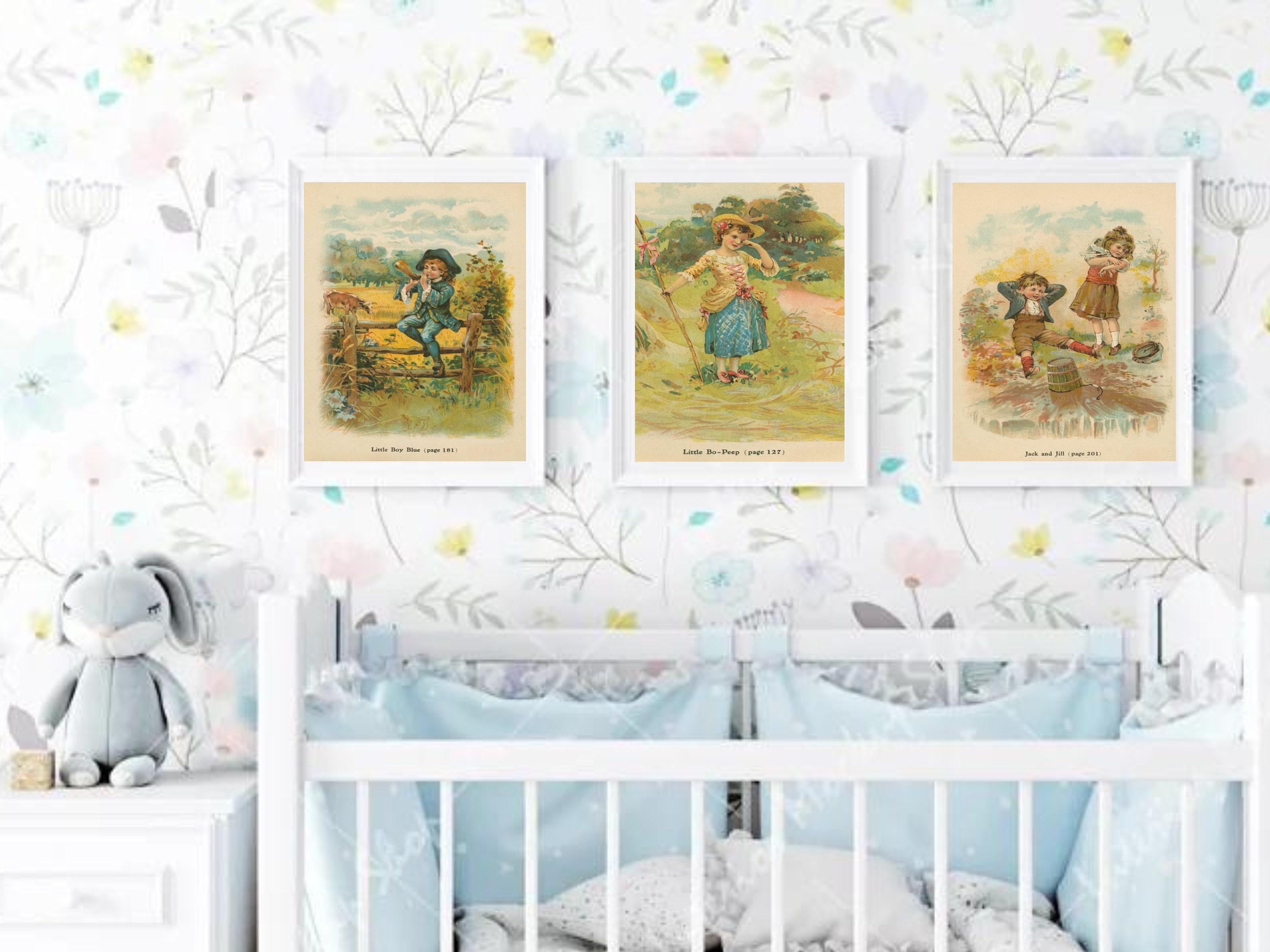 Antique Nursery Rhyme Art | Printable Mother Goose Illustration | 1800s ...