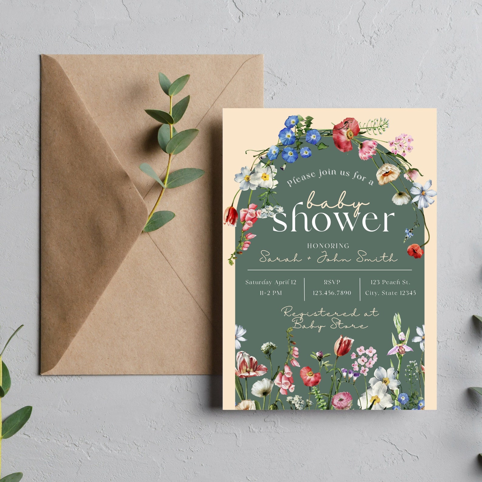 Editable Baby Shower Invitation Template | Floral Flower | Digital ...