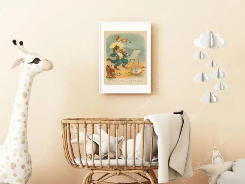 Antique Nursery Rhyme Art | Printable Mother Goose Illustration | 1800s ...