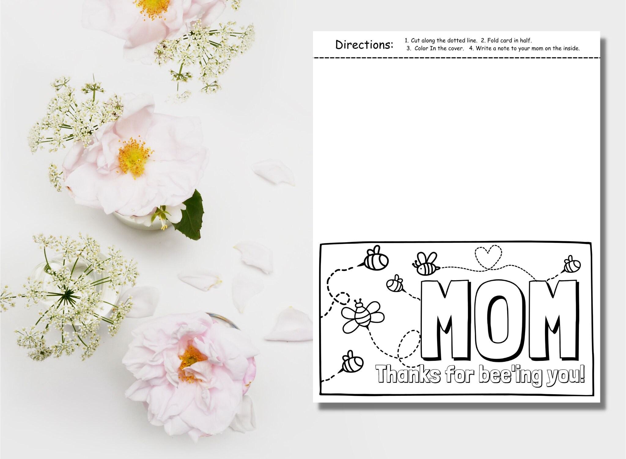 Mother's Day Coloring Page Card for Kids | Printable Mother's Day Card ...