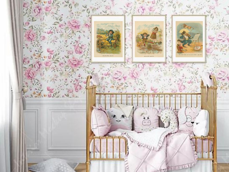 Antique Nursery Rhyme Art | Printable Mother Goose Illustration | 1800s ...