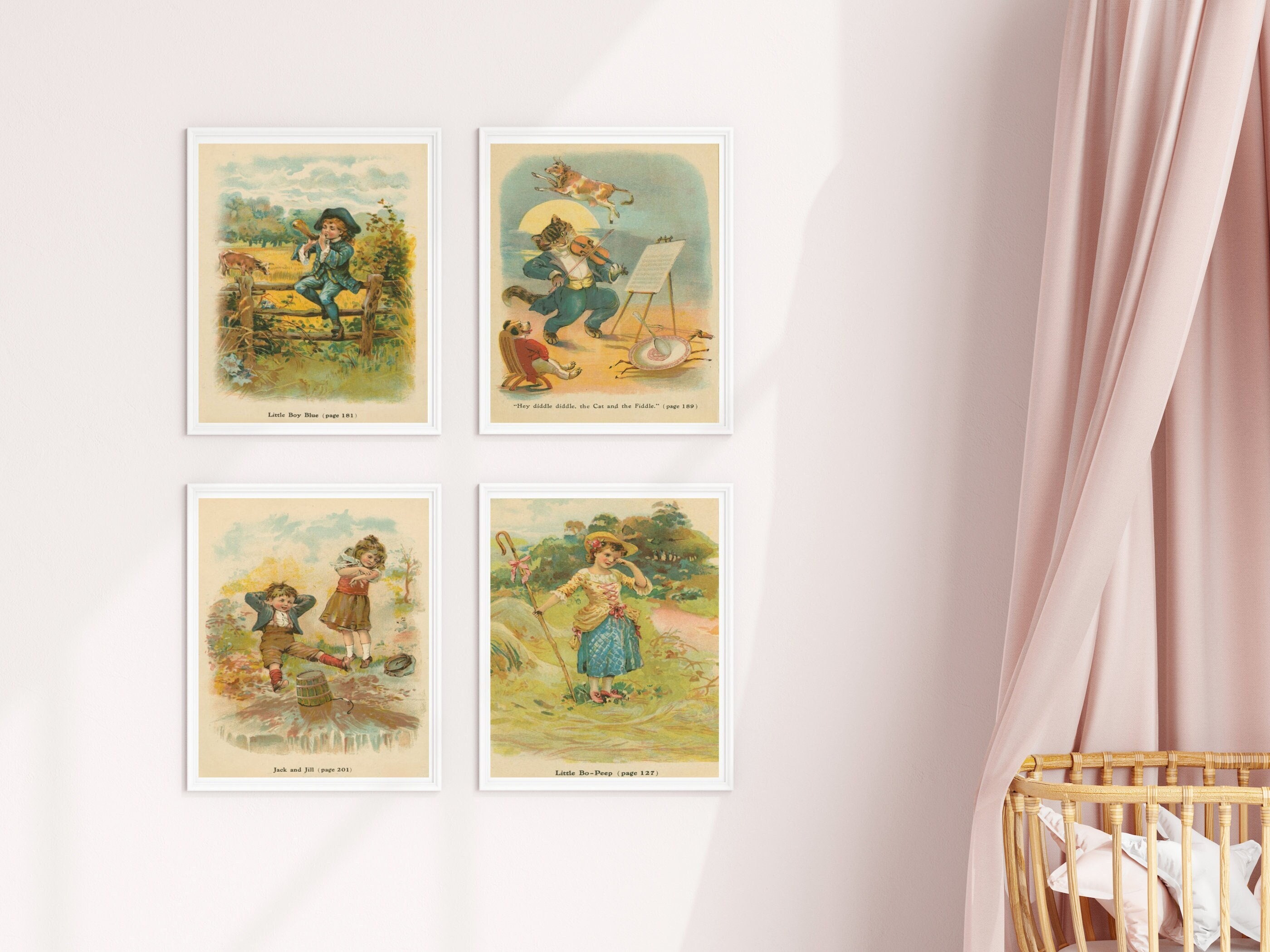 Antique Nursery Rhyme Art | Printable Mother Goose Illustration | 1800s ...