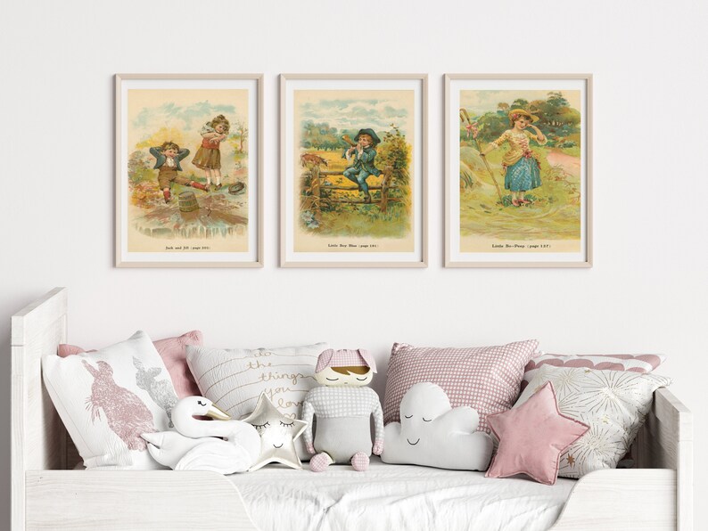 Antique Nursery Rhyme Art | Printable Mother Goose Illustration | 1800s ...