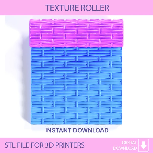 Wicker B Seamless Polymer Clay Texture Roller, Digital STL File