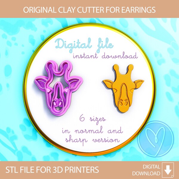 Giraffe Polymer Clay Cutters, Digital STL file, 6 sizes, 2 Cutter Version