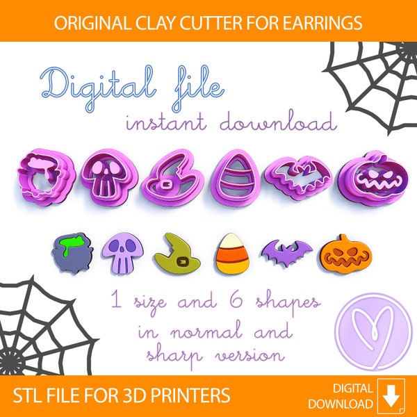 Halloween Stud Polymer Clay Cutters, Digital STL file, 1 size, 2 Cutter Version