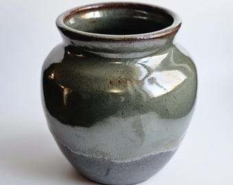 Jarrón decorativo de cerámica hecho a mano, pequeño-mediano (salvia oscura - BB4)